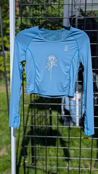 Image 1 of 1st photo teal crop long sleeve Small with Rose