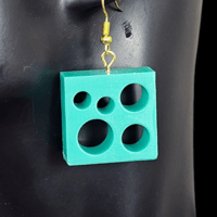 Image 4 of Retro Mid Century Modern Circle Cutout Breezeway Block Dangle Earrings