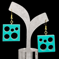 Image 1 of Retro Mid Century Modern Circle Cutout Breezeway Block Dangle Earrings