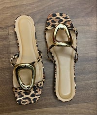 Image 1 of “Leo” Leopard sandals with gold center ring 