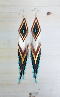 Quill fringe - clay, golden yellow, turquoise 