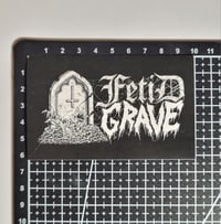 Image 2 of Fetid Grave Upside-Down Cross Tombstone Glossy Finish Vinyl Sticker