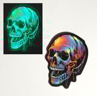 Image 1 of Glow In The Dark Skull Glossy Finish Vinyl Sticker