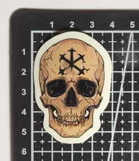 Image 2 of Glow In The Dark Skull With Symbol On Forehead Glossy Finish Vinyl Sticker