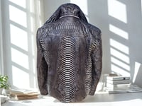 Image 2 of Varsity Snakeskin Leather Jacket with Removable Hoodie