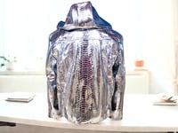 Image 3 of Metallic Silver Snakeskin Leather Jackets with Hoodies