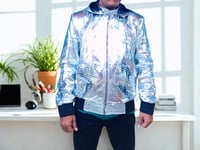 Image 4 of Metallic Silver Snakeskin Leather Jackets with Hoodies