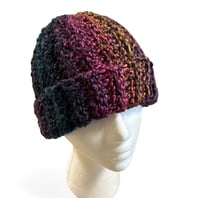 Image 2 of Cozy Crown Beanie Dark Rainbow