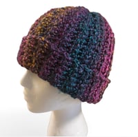 Image 3 of Cozy Crown Beanie Dark Rainbow