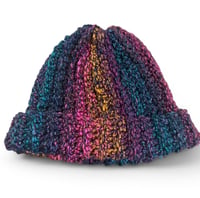 Image 1 of Cozy Crown Beanie Dark Rainbow