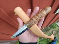 Image 1 of Outdoors knife, sheephorn bolster. 