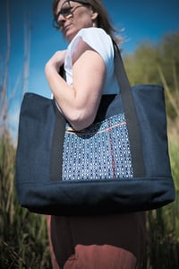 Image 4 of Navy and white Tote bag