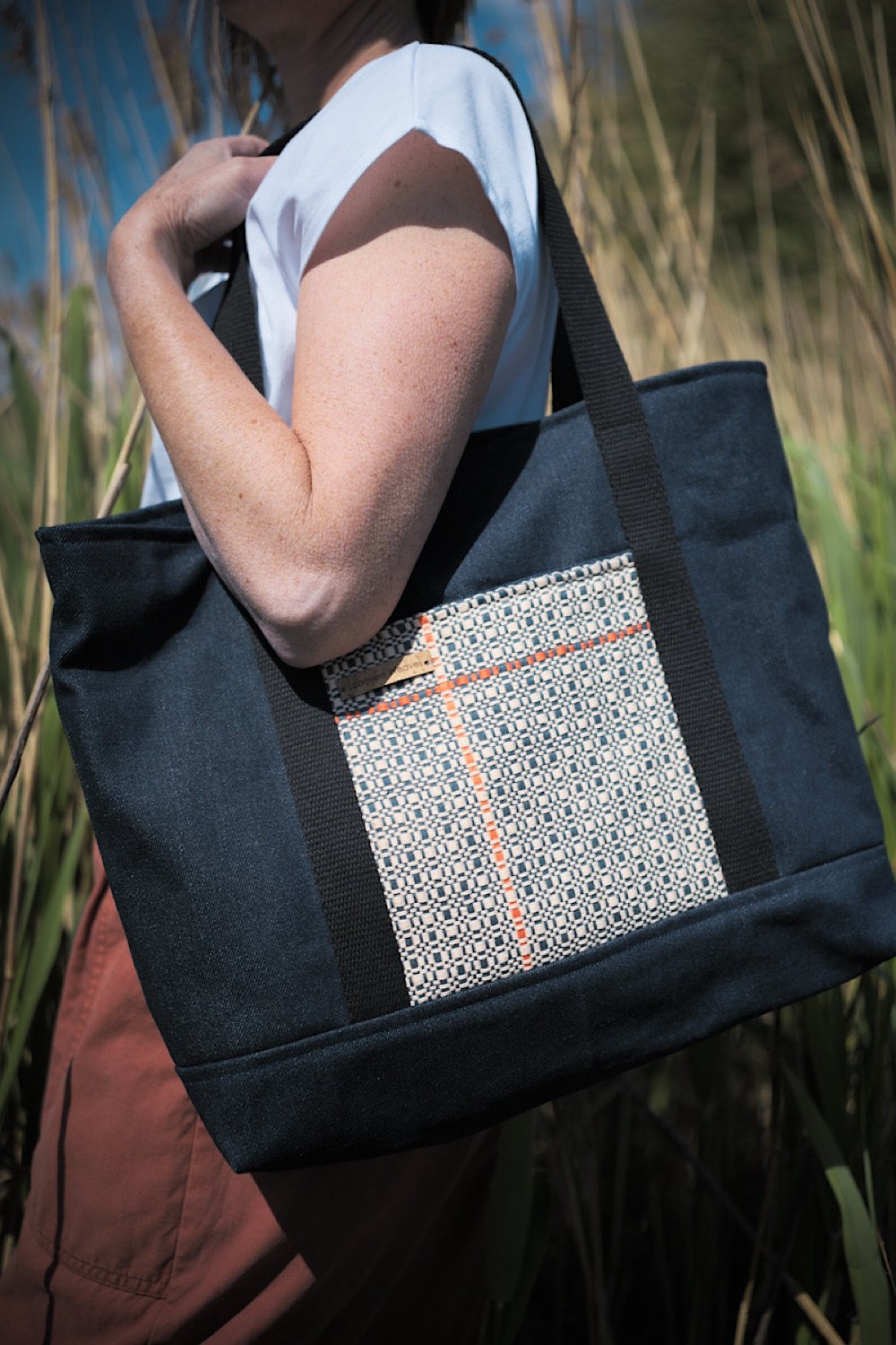 Image of Pale peach and grey Tote bag