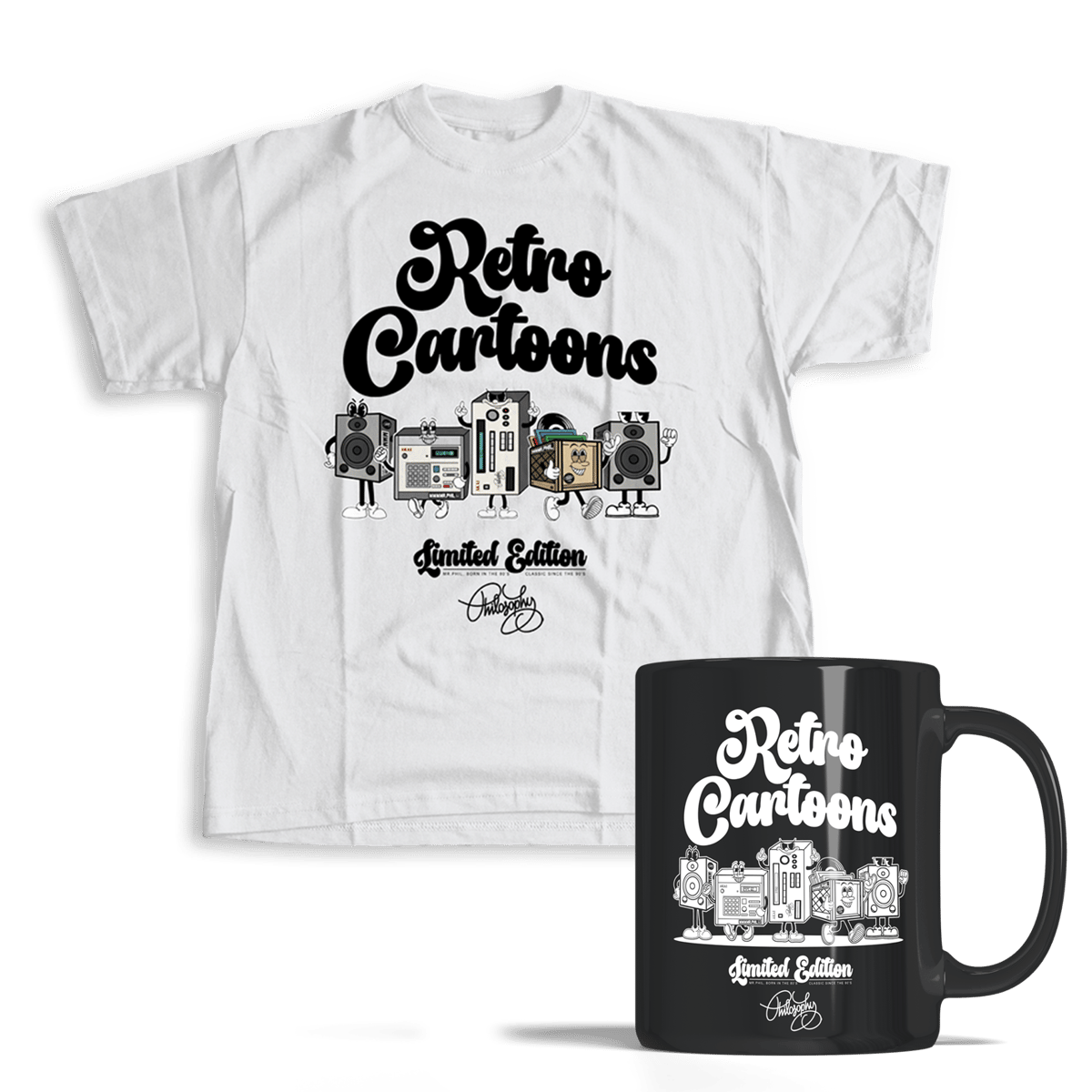 Image of PREORDER // Combo 'Mr.Phil Retro Cartoons' Tee & Tazza