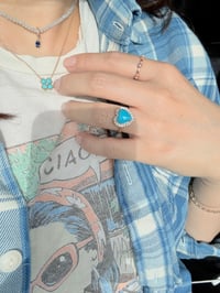 Image 7 of Sparkling Turquoise Heart Ring
