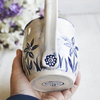 Image 8 of Spring Flowers Carved Coffee Cup, Gardeners Pottery Mug, Handmade in USA