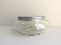 Image 3 of 1930s Art Deco Trinket Jar or Powder Bowl with Lid, Pale Turquoise Blue guilloche style pattern 