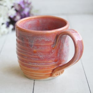 Image of Peachy Mug with Soft Blue Purple Undertones, Handcrafted Pottery Cup, Made in USA