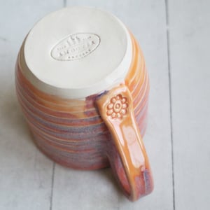 Image of Peachy Mug with Soft Blue Purple Undertones, Handcrafted Pottery Cup, Made in USA