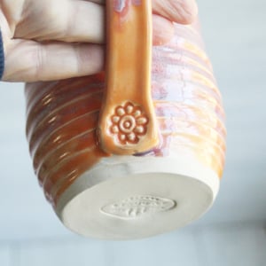 Image of Peachy Mug with Soft Blue Purple Undertones, Handcrafted Pottery Cup, Made in USA