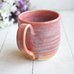 Image of Peachy Mug with Soft Blue Purple Undertones, Handcrafted Pottery Cup, Made in USA