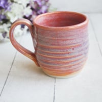 Image 8 of Peachy Mug with Soft Blue Purple Undertones, Handcrafted Pottery Cup, Made in USA