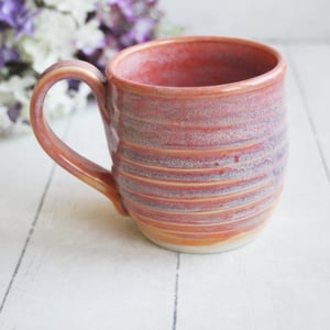 Image of Peachy Mug with Soft Blue Purple Undertones, Handcrafted Pottery Cup, Made in USA