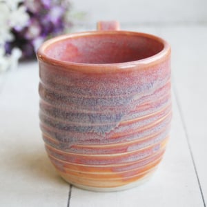 Image of Peachy Mug with Soft Blue Purple Undertones, Handcrafted Pottery Cup, Made in USA