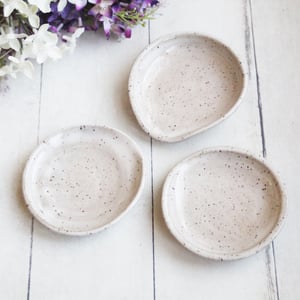 Image of Small Spoon Rest in Speckled Natural Beige, Handcrafted Made in USA