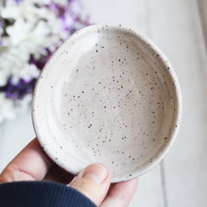 Image of Small Spoon Rest in Speckled Natural Beige, Handcrafted Made in USA