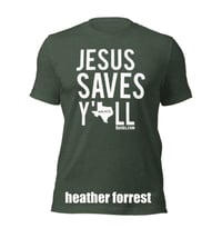Image 4 of Jesus Saves Y'all Texas Canvas Bella Tee with white ink - FREE SHIPPING!!