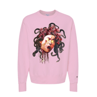 Image 1 of Custom Champion Reverse Weave Crewneck – “Off With Your Head” (Light Pink)
