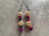 Straw ball and bell parrot toy