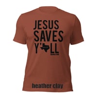 Image 2 of Jesus Saves Y'all Texas Canvas Bella Tee with black ink - FREE SHIPPING!!