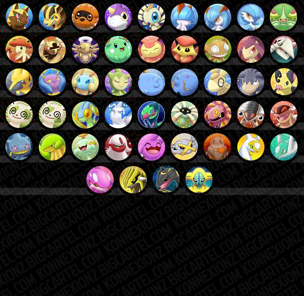 Shiny Kanto-Hoenn/Gen 1-3 Pinback Buttons