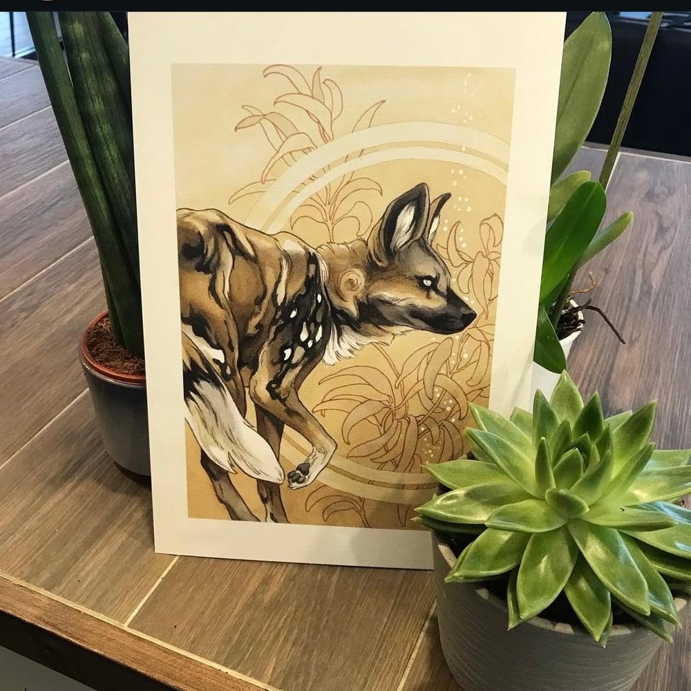 Image of African wild dog A4 PRE ORDER 
