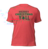 Merry Christmas Y'all Heather Red Canvas Bella Tee - FREE SHIPPING!!