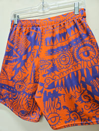 Image 3 of Guice Geometric Monsters Basketball Shorts Orange and Purp