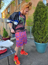 Image 2 of Guice Geometric Monsters Basketball Shorts Orange and Purp