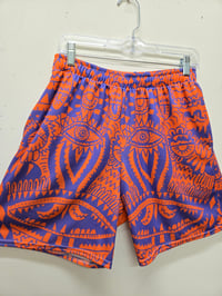 Image 1 of Guice Geometric Monsters Basketball Shorts Orange and Purp
