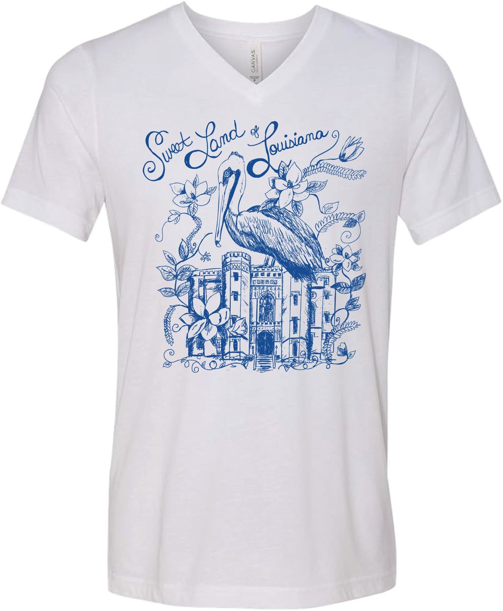 Image of Adult Sweet Land of LA V-NECK on White