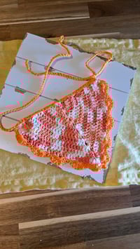 Image 1 of Orange Creamsicle- crochet bandana