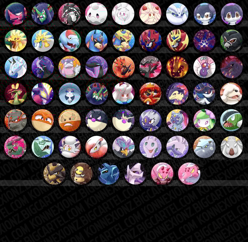 Alola+Galar/Gen 7+8 Pinback Buttons