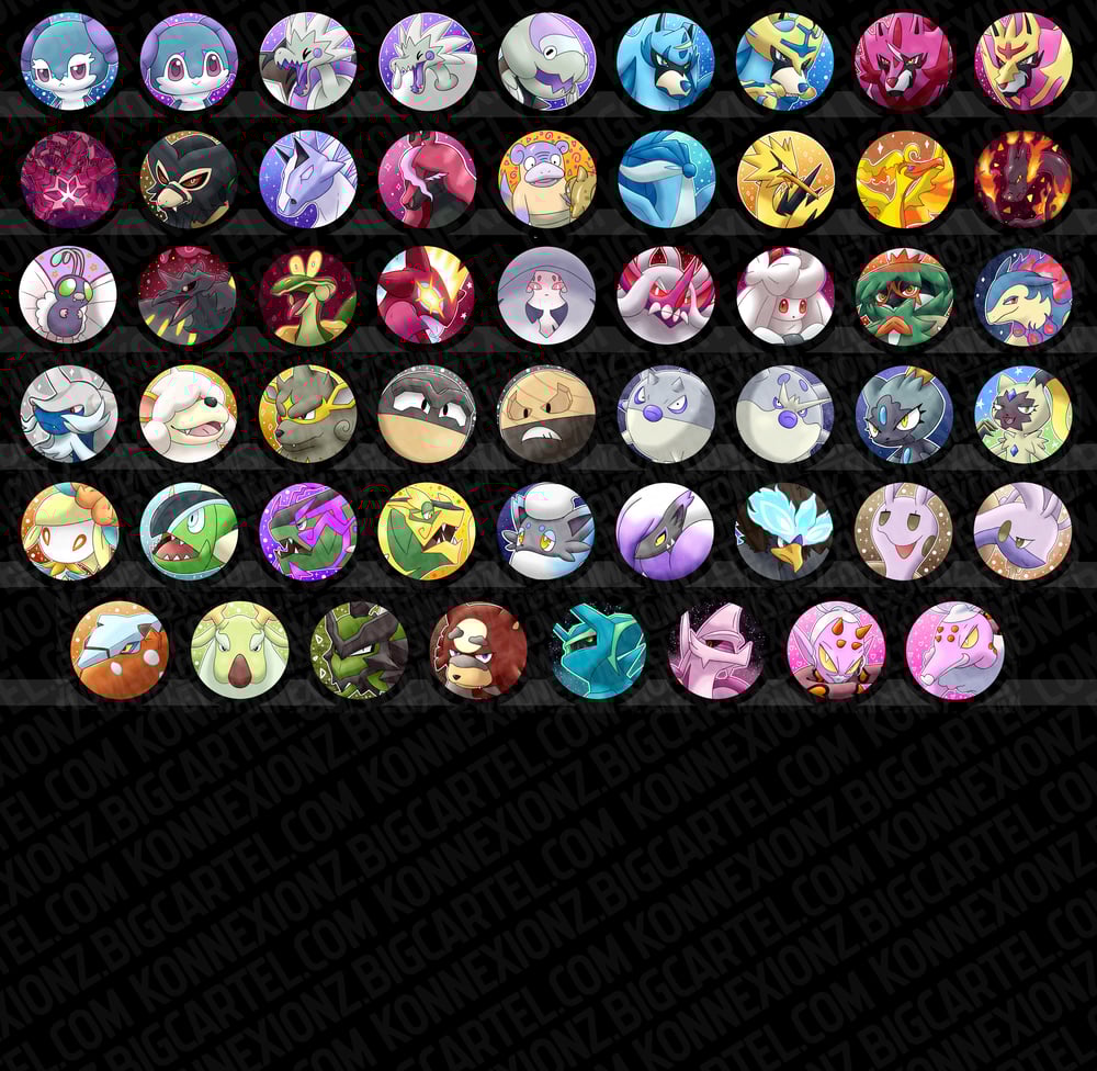 Shiny Alola+Galar+Hisui/Gen 7+8 Pinback Buttons