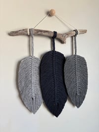 Blue and Grey tones Feather Hanging
