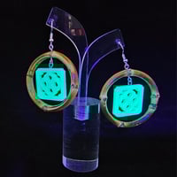 Image 4 of Bamboo Circle with Neon Jade Tile Earrings