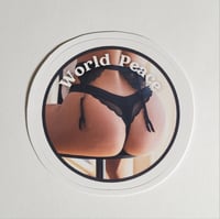 Image 1 of World Peace - Booties In Black Thongs Make The World A Peaceful Place Glossy Finish Vinyl Sticker
