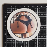 Image 2 of World Peace - Booties In Black Thongs Make The World A Peaceful Place Glossy Finish Vinyl Sticker