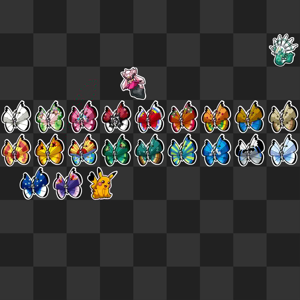 Shiny Kalos / Gen 6 Pokemon Kiss-Cut Vinyl Stickers