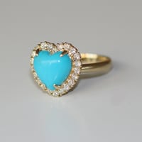Image 2 of Sparkling Turquoise Heart Ring